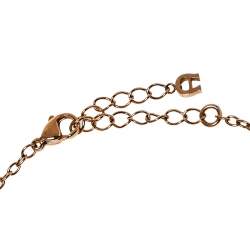 Pre Owned Aigner Rose Gold Plated Crystal A-Logo & Pearls Chain Necklace