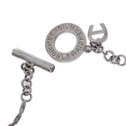 Pre Owned Aigner Silver Tone Logo Sphere Pearl Toggle Bracelet