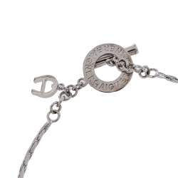 Pre Owned Aigner Silver Tone Logo Sphere Pearl Toggle Bracelet