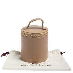 Pre Owned Aigner Beige Leather Box Bag