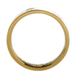 Pre Owned Aigner Gold Tone Logo Narrow Band Ring Size EU 52