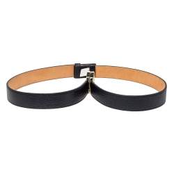 مملوكة مسبقًا حزام خصر أيغنر إبزيم مزدوج جلد محبب أسود 90 سم