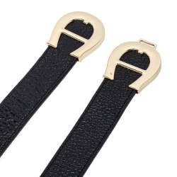 مملوكة مسبقًا حزام خصر أيغنر إبزيم مزدوج جلد محبب أسود 90 سم