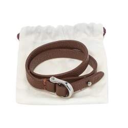 Pre Owned سوار آيغنر دبل تور جلد بني بشعار 