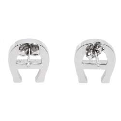 مملوكة مسبقًا طقم قلادة وأقراط أيغنر لون فضي شعار كريستال