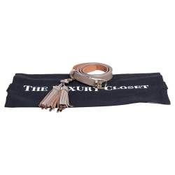 Pre Owned Aigner Dark Beige Patent Leather Tassel Slim Belt 85CM