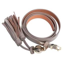 Pre Owned Aigner Dark Beige Patent Leather Tassel Slim Belt 85CM