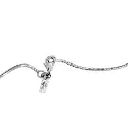 Pre Owned Aigner Silver Tone Crystal Logo Pendant Necklace