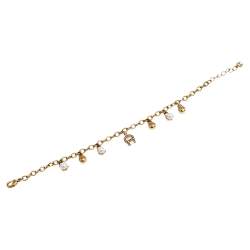 Aigner Gold Tone Faux Pearl Charms Bracelet