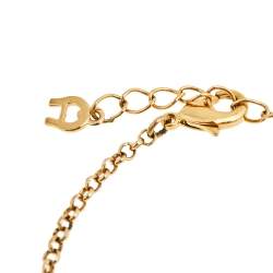 Pre Owned Aigner Crystal Gold Tone Station Bracelet