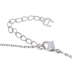 Pre Owned Aigner Silver Tone Crystal Logo Pendant Necklace