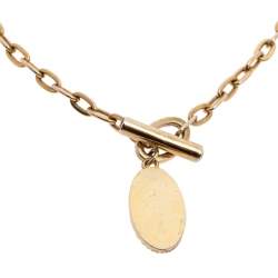 Pre Owned Aigner Gold Tone Logo Pendant Toggle Necklace