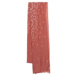Pre Owned Aigner Red Logo Cotton Jacquard Scarf