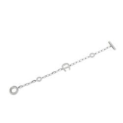 Pre Owned Aigner Silver Tone Crystal Logo Toggle Bracelet