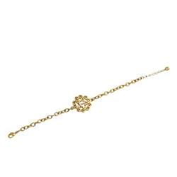Pre Owned Aigner Gold Tone Crystal Logo Bracelet 