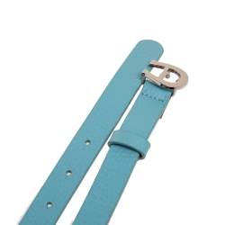 Pre Owned Aigner Turquoise Green Grained Leather Palermo Belt 95CM