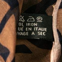 Pre Owned Aigner Brown Logo Print Silk Scarf