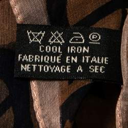 Pre Owned Aigner Brown Logo Print Silk Scarf