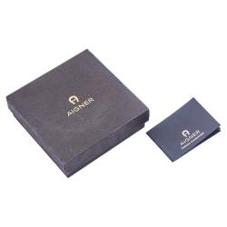 Pre Owned Aigner Mother of Pearl Crystal Gold Tone Metal Necklace