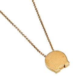 Pre Owned Aigner Mother of Pearl Crystal Gold Tone Metal Necklace