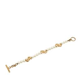 Pre Owned سوار آيغنر  لؤلؤ صناعي بمعدن ذهبي اللون