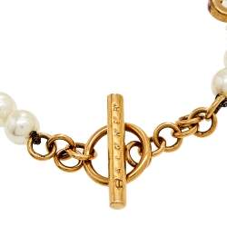 Pre Owned سوار آيغنر  لؤلؤ صناعي بمعدن ذهبي اللون