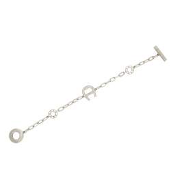 Pre Owned Aigner Silver Tone Crystal Logo Toggle Bracelet