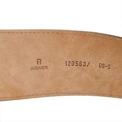 Pre Owned Aigner Beige Printed Suede Waist Wide Belt 85CM