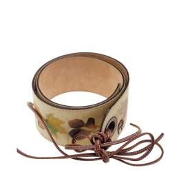 Pre Owned Aigner Beige Printed Suede Waist Wide Belt 85CM