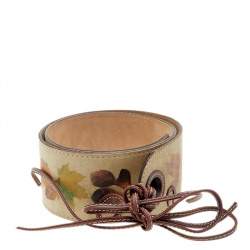 Pre Owned Aigner Beige Printed Suede Waist Wide Belt 85CM