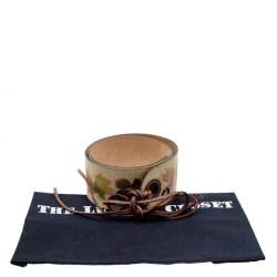 Pre Owned Aigner Beige Printed Suede Waist Wide Belt 85CM