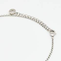 Pre Owned Aigner Crystal Studded Silver Tone Square Pendant Necklace