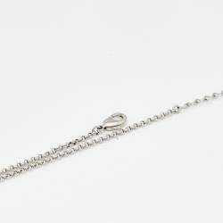 Pre Owned Aigner Crystal Studded Silver Tone Square Pendant Necklace