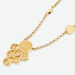 Pre Owned Aigner Crystal Faux Pearl Gold Tone Earrings & Pendant Chain Set