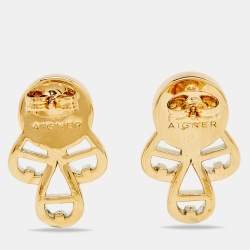 Pre Owned Aigner Crystal Faux Pearl Gold Tone Earrings & Pendant Chain Set