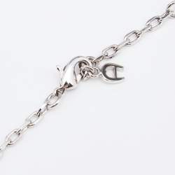 Pre Owned Aigner Silver Tone Crystal & Pearl Drop Necklace