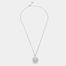 Pre Owned Aigner Silver Tone Crystal Horseshoe Pendant Necklace