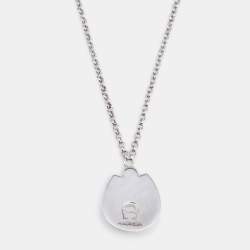 Pre Owned Aigner Silver Tone Crystal Horseshoe Pendant Necklace