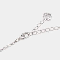Pre Owned Aigner Silver Tone Crystal Horseshoe Pendant Necklace