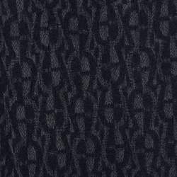 Pre Owned Aigner Black and Grey Wool Horseshoe Logo Fringed Scarf