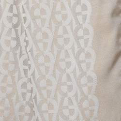 Aigner Cream Logo Silk Jacquard Fringe Trim Scarf