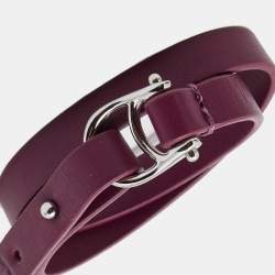 Pre Owned Aigner Purple Leather Double Tour Logo Bracelet