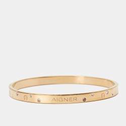 Aigner Crystal Gold Tone Bangle Bracelet Aigner TLC