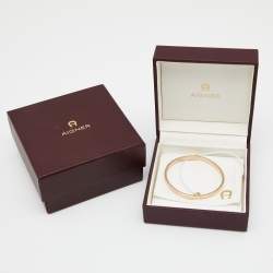 مملوكة مسبقًا Aigner Crystal Gold Tone Bangle Bracelet