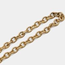 Pre Owned Aigner Gold Tone Logo & Heart Pendant Necklace