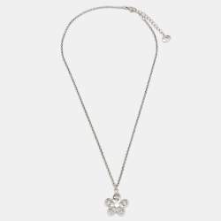 Pre Owned Aigner Crystals Silver Tone Metal Necklace Earring Set