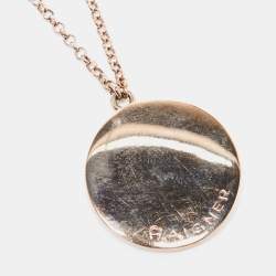 Pre Owned Aigner Mother of Pearl Crystals Gold Tone Long Chain Necklace