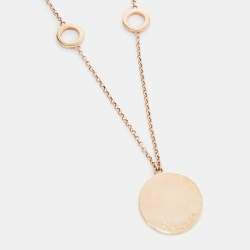 Pre Owned Aigner Mother of Pearl Crystals Gold Tone Long Chain Necklace