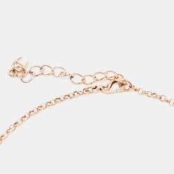 Pre Owned Aigner Mother of Pearl Crystals Gold Tone Long Chain Necklace