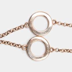 Pre Owned Aigner Mother of Pearl Crystals Gold Tone Long Chain Necklace